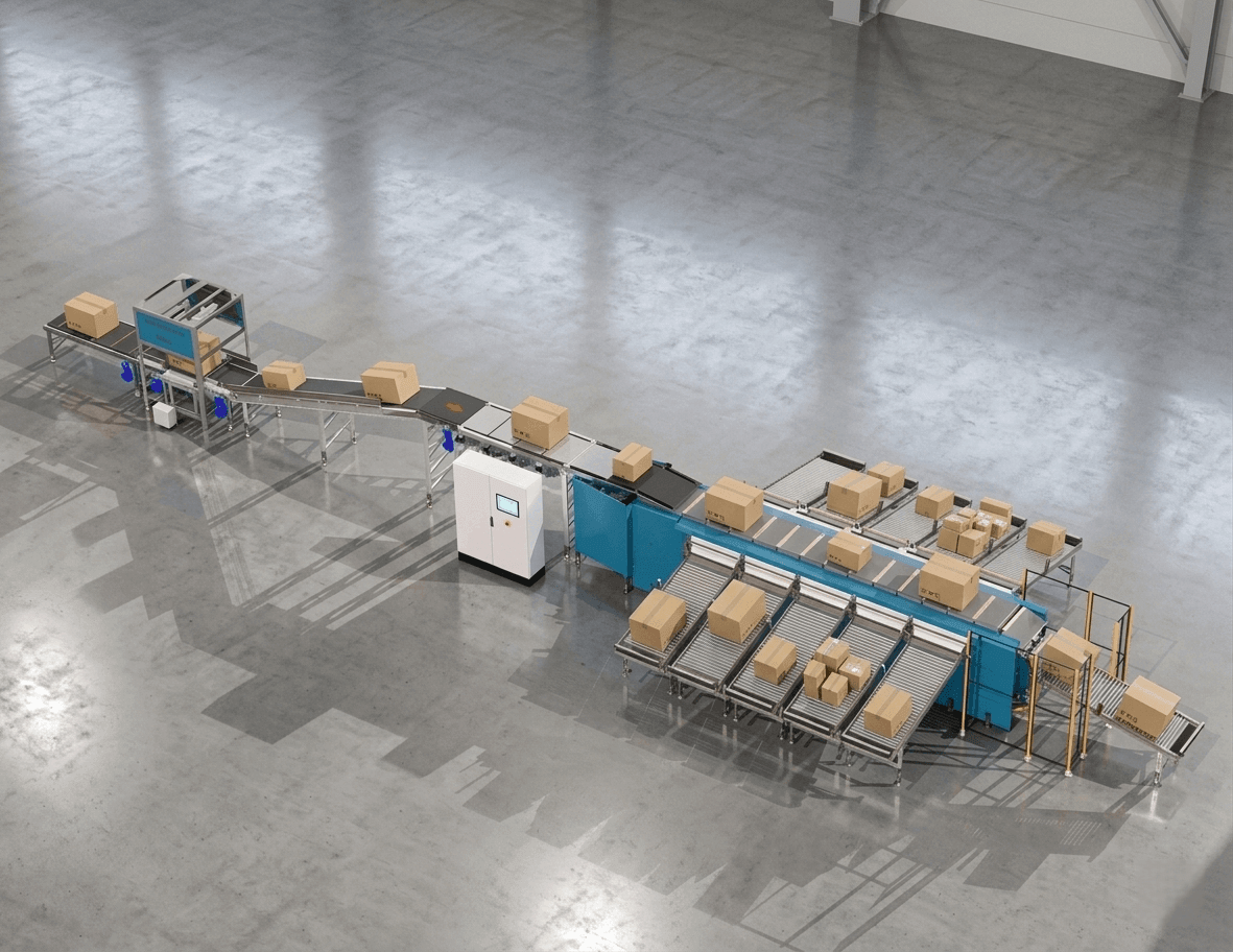 CoreConvey Vertical Cross Belt Sorter render